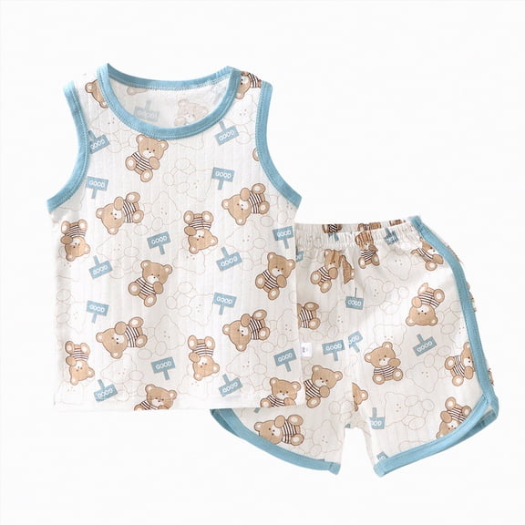 Kogui Pajamas for Boys Infant Kids Pajamas Junior Boys Girls Cotton Set 1T 2T (Light Blue,1-2 Years)