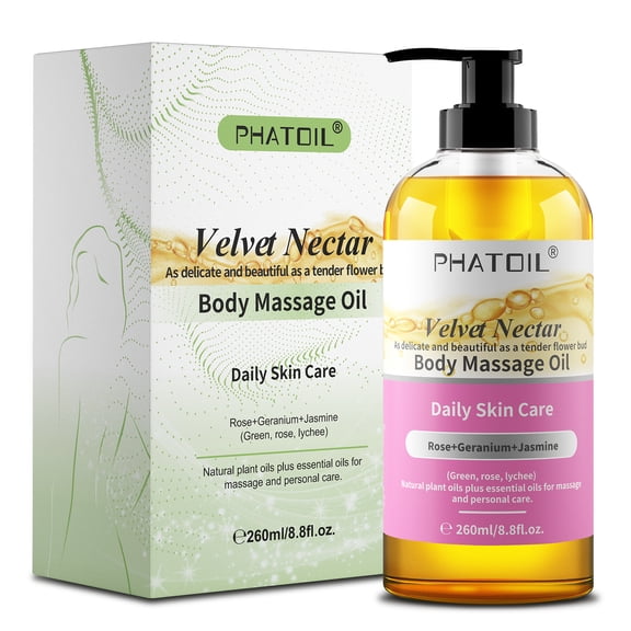 PHATOIL Rose Moisturizing Body Oil with Vitamin E, 8.8 Ounces