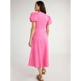 thumbnail image 2 of Scoop Women’s and Women's Plus Puff Sleeve O-Ring Dress, Sizes XS-4X, 2 of 4