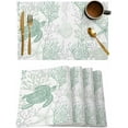 thumbnail image 2 of Green Ocean Turtle Placemats Set of 6,Washable Woven Burlap Cloth Fabric Placemat for Square/Rectangle/Round/Oval Dining Table,Easy Clean Place Mats for Kids Grey Ocean Sea Coral Seahorse Shell, 2 of 6