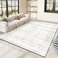 thumbnail image 2 of 5x7 Washable Area Rug Non-Slip Low Profile Soft Boho Distressed Rug for Living Room, Bedroom, Dining Room, Office, Beige, 2 of 13