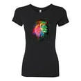 thumbnail image 2 of Lion Paint Art Splatter Abstract Art Animal Lover Womens Slim Fit Junior Tee, Black, Small, 2 of 3