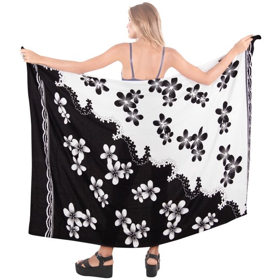 HAPPY BAY Women's Beachwear Sarong Bikini Skirt Swimwear Swim Cover up Bathing suit Summer Wraps Swimsuit Beach Wrap Coverups for Women One Size Black, Flower