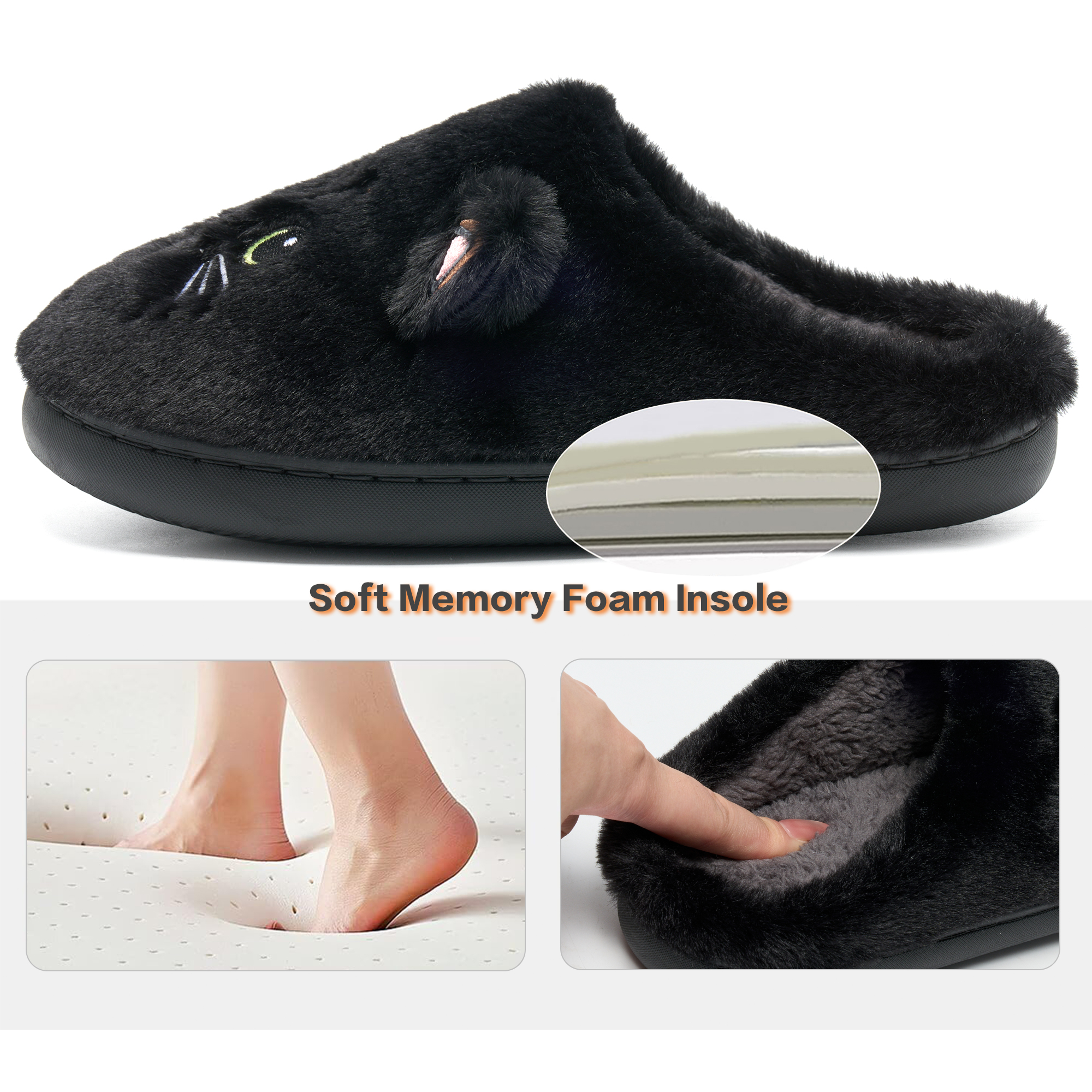 Ecetana Women's Fuzzy Cat House Slippers photo 4