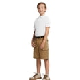 thumbnail image 4 of Zfeel Kids Short Sleeve Polo Shirt, Button Closure Comfort Fabric Dailywear Tee, White, L, 4 of 5