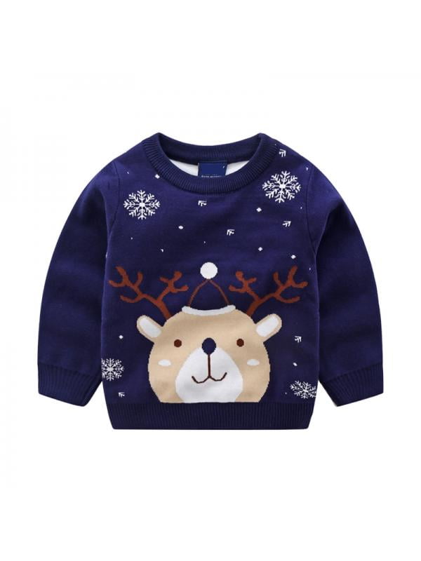 for Winter Chrismas 2-3 Years Toddler Youth Teen Boys Girls Christmas Cartoon Knit Print Sweater knitwear Janly Clearance Sale 0-10 Years Old Girls Tops Gray