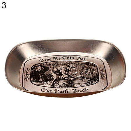 

Yache Retro Style House Letter Embossed Metal Plate Fruit Snack Food Storage Dish Tray