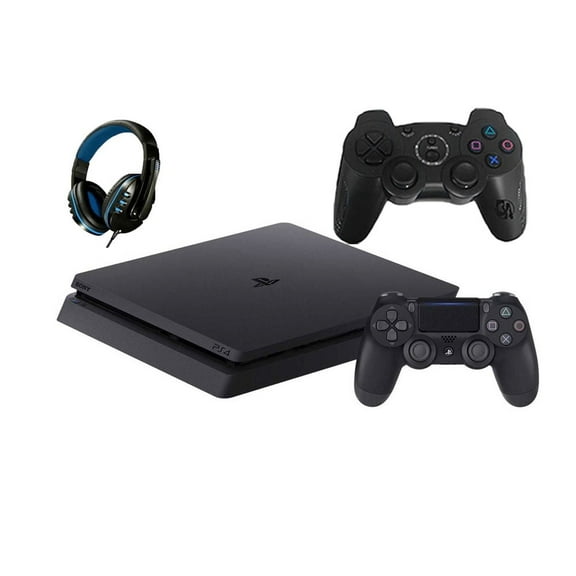 Pre-Owned Sony 2215B PlayStation 4 Slim 1TB Gaming Console Black 2 Controller Included BOLT AXTION Bundle