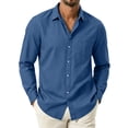 thumbnail image 2 of Trikvn Men's Casual Button Down Shirts Long Sleeve Chambray Denim Tops with Chest Pocket Classic Collared Lightweight Dress Shirt for Work Office Everyday Essential, 2 of 7