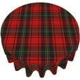 thumbnail image 2 of Checkered Christmas Tablecloth Round 70 Inch Red Green Plaid Table Cloth,Stain Resistance Retro Winter Xmas Holiday Table Covers for Kitchen Dining,Small Tablecloth for Party Picnic, 2 of 7
