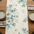 thumbnail image 5 of Spring Floral Daisy Table Runner, Eucalyptus Leaves Watercolor Botanical Cotton Linen Table Runners 72 Inches Long, Dresser Scarf Runner for Dining/Coffee/Kitchen/TV Stands/Cabinets 13''x72'', 5 of 9
