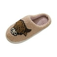 thumbnail image 4 of Women's Men's Fuzzy Slippers Fluffy Warm Cartoon Cow LightWeight Indoor Outdoor House Couple Slide Shoes, 4 of 5