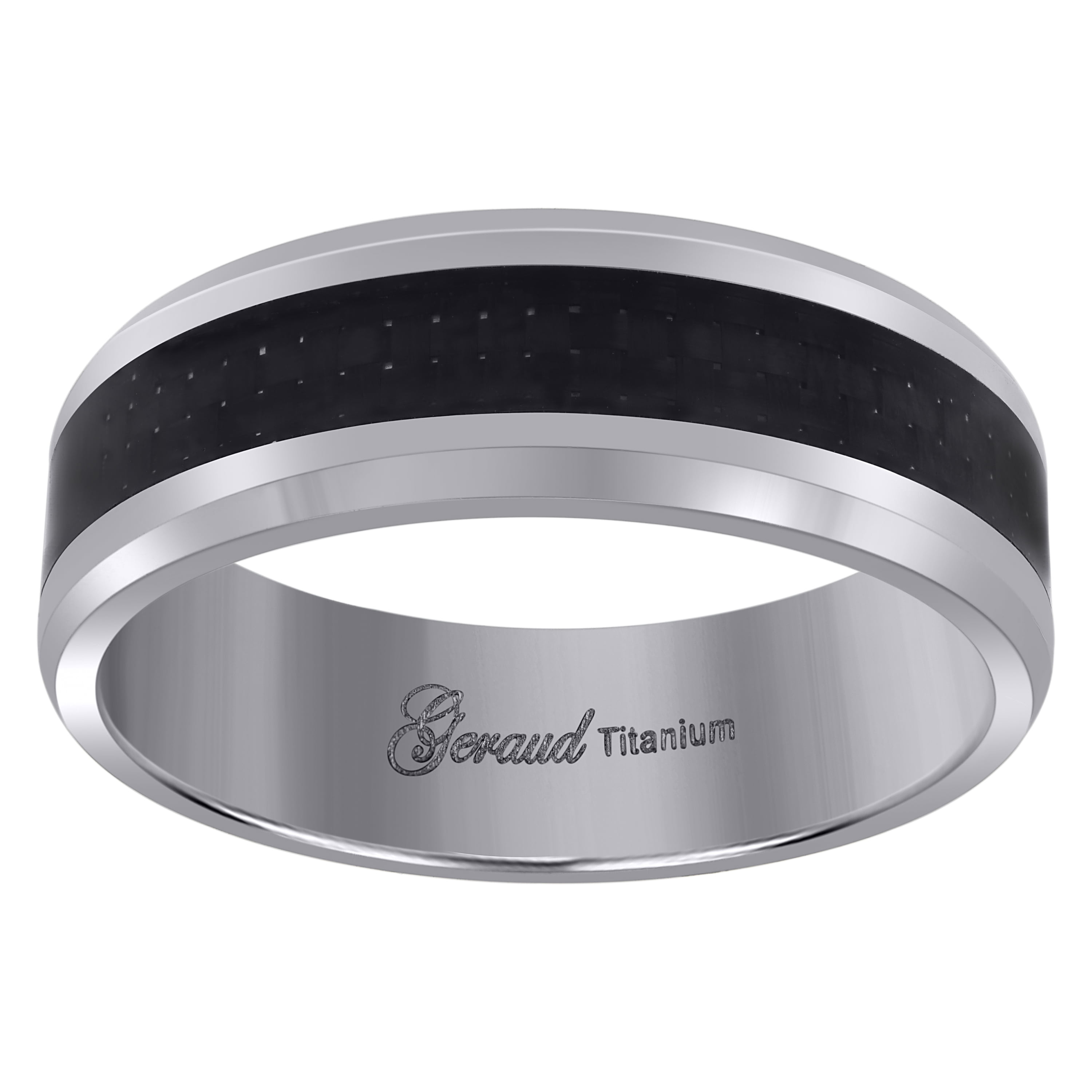 Saris and Things Titanium Mens Black Carbon Fiber Inlay
