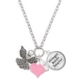 thumbnail image 1 of Delight Jewelry Silvertone Angel with Heart - Light Pink Heart Nurse Strong Zoe Necklace, 1 of 4