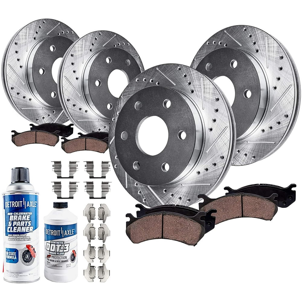 Detroit Axle Front Rear Drilled Slotted Rotors Brake Pads Replacement