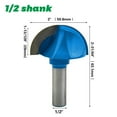 thumbnail image 1 of 1/2'' Shank Woodworking Round Nose Cove Core Box Router Bit 2" Dia Cutter Tool, 1 of 7