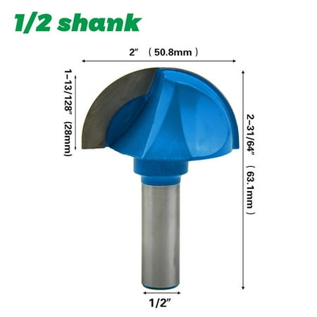 

1/2 Shank Woodworking Round Nose Cove Core Box Router Bit 2 Dia Cutter Tool
