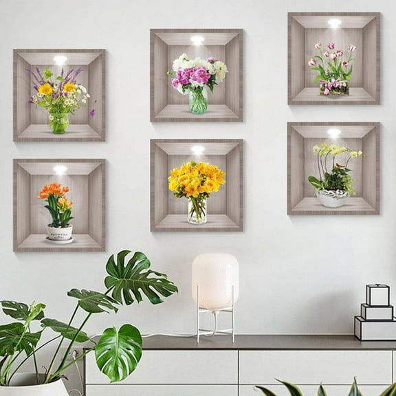 HPDL Selfadhesive 3D Wall Flower Decorative Painting PVC Decals DIY Stickers
