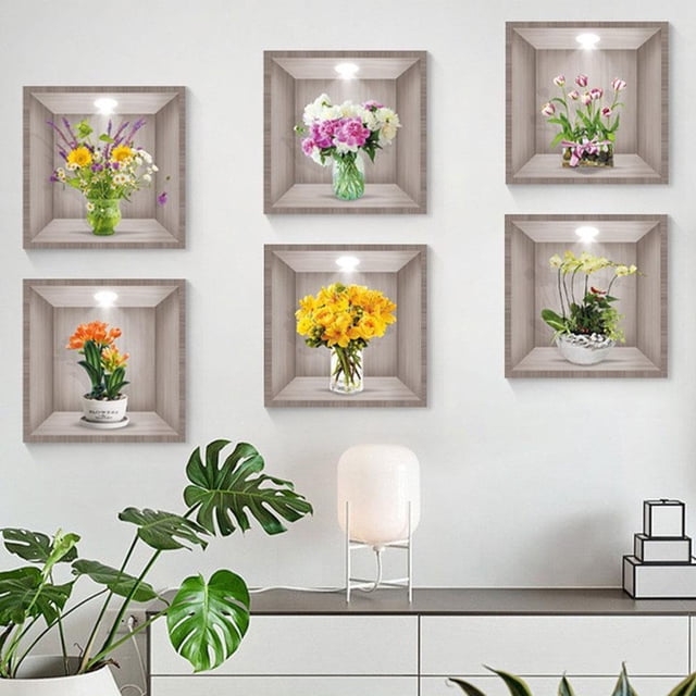 Self-adhesive 3D Wall Flower Decorative Painting PVC Decals DIY Stickers Hot