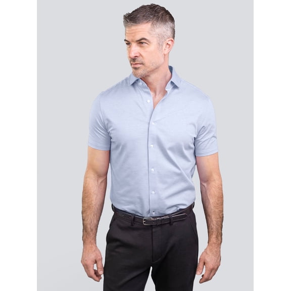 Nice Stuff Men’s Slim Fit Stretch Button-Down Shirt Short Sleeve
