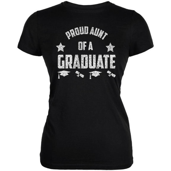 Proud Aunt Graduate Juniors Soft T Shirt Black MD