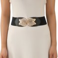 thumbnail image 3 of IQOGKRN Women's Elastic Wide Waist Belt with Buckle Stretchy Cincher for Dresses & Coats Black1 One Size, 3 of 8