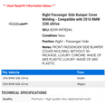 thumbnail image 2 of Right Passenger Side Bumper Cover Molding - Compatible with 2016 BMW 328i xDrive, 2 of 2
