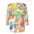 thumbnail image 6 of Ailaofu 3/4 Length Sleeve Womens Tops Casual Loose Fit Crewneck T Shirts Cute Easter Retro Print Three Quarter Length Tunic Tops, 6 of 7