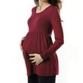 thumbnail image 1 of Tidyack , le Plus Vendu, Chemise de Maternité Froncée, Haut en Coton Extensible, Col Rond Doux, pour le Quotidien, Tenue de Grossesse Confortable, Matériau Respirant, Vêtements de Maternité Décontractés / Mélange de Coton, Bordeaux, 1 of 9