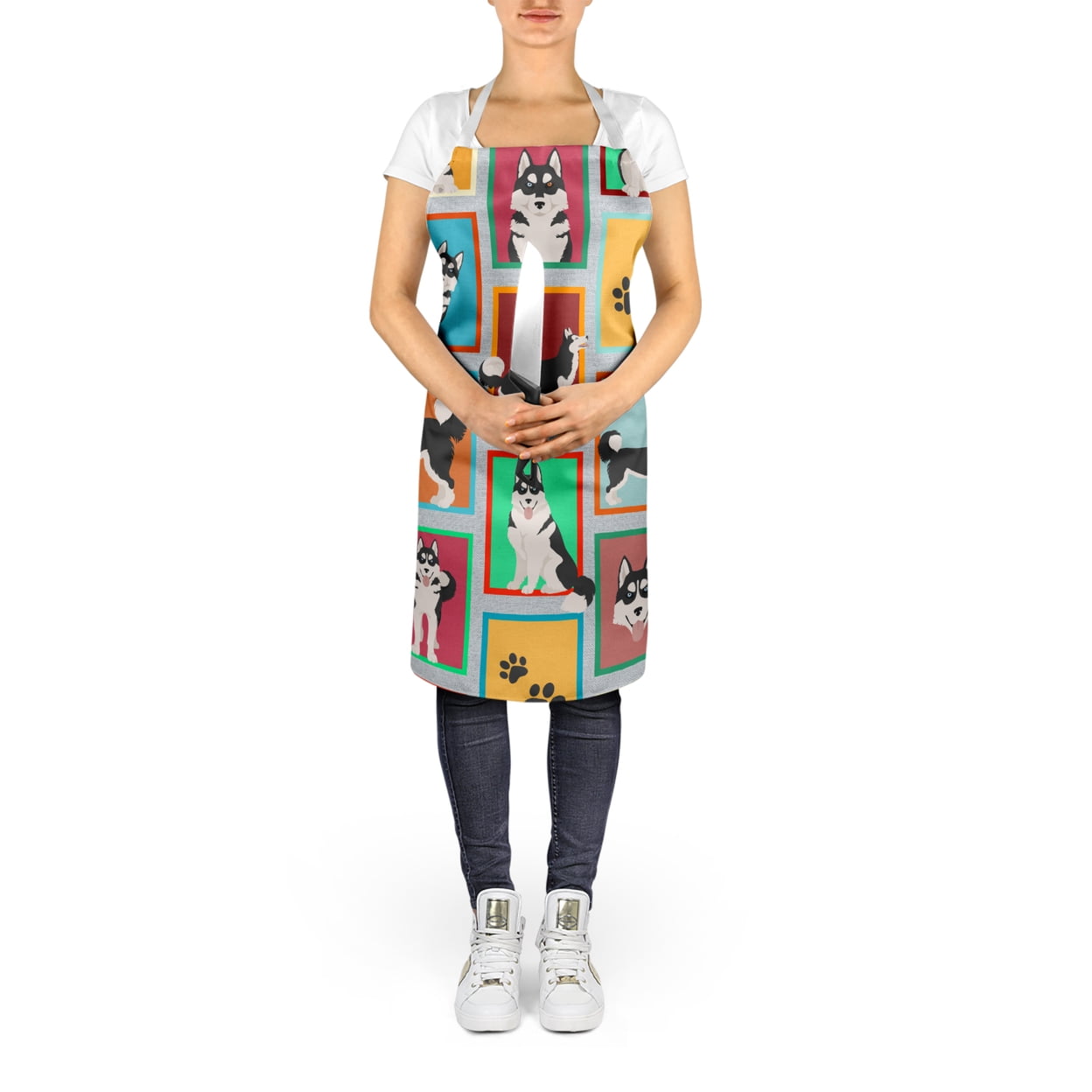 Lots of Siberian Husky Apron 27 in x 30 in