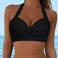 thumbnail image 2 of Black Bikini Top Xl Women Halter Swimwear Tops Underwire Full Coverage Bikini Top Push Up Swim Crop Top Tie Back Bathing Suit Tops Female Womens Bikini & Tankini Tops(Black,XL), 2 of 5