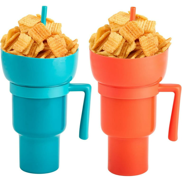 Snackies Cups 2 In 1 Snack Bowl On Drink Cup Splash Proof Leakproof  Portable Snack Cup For Adults Kids Journey Cinema Trip - AliExpress