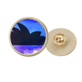 thumbnail image 1 of Australia Sydney Opera House Outline Round Metal Golden Pin Brooch Clip, 1 of 3
