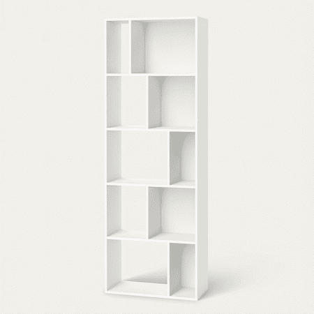 5 Tier Geometric Bookshelf White Etagere Bookcase with 10 Open Cubbies Wooden Bookshelves and Bookcases Modern Display Shelving Unit 63” Tall Cube Storage Organizer for Home Office (1)