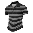 thumbnail image 6 of Polo Shirts for Men Casual Quarter-Zip Striped Beach Shirt Lightweight Short Sleeve T Shirt Fashion Business Collared Pullover OIOLOYJM Black 3XL, 6 of 9