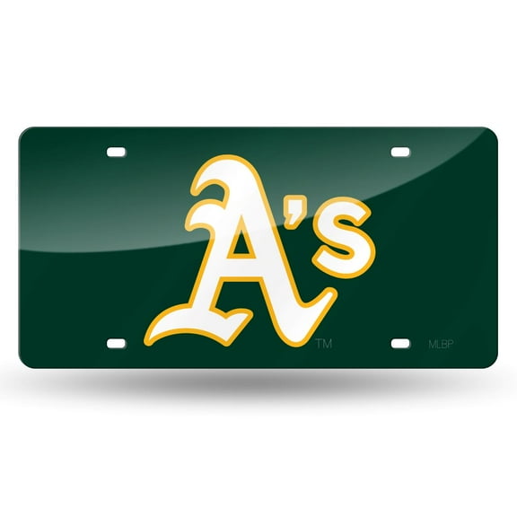 Oakland Baseball A's Athletics Green Mirror Look Acrylic License Plate Laser Tag