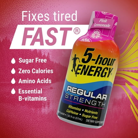 5-hour ENERGY Shot, Regular Strength, Pink Lemonade, 1.93 oz, 2 Count