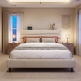 thumbnail image 3 of EnHomee Queen Bed Frame with Adjustable Headboard Upholstered Queen Size Bed Frame with Charge Station & Storage, Beige, No Box Spring Needed, Noise Free, 3 of 12