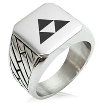 Stainless Steel Houjou Samurai Crest Geometric Pattern Biker Style Polished Ring