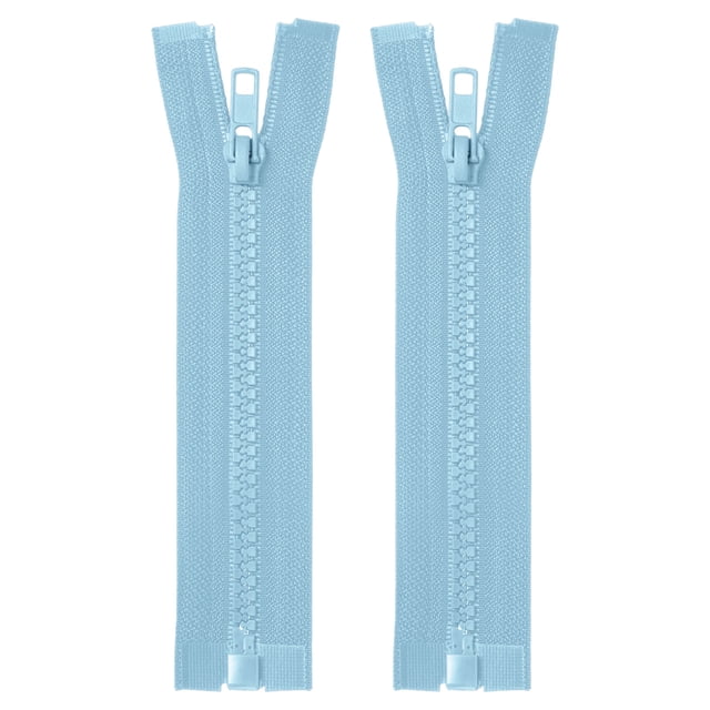 Cremalleras de chaqueta de costura Uxcell 2Pcs de 5 pulgadas, cremalleras de repuesto de resina para manualidades, bolsas, prendas de vestir y textiles para el hogar, color azul claro