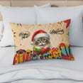 thumbnail image 4 of Merry Christmas Santa Ragdoll Scarf Twinkling Lights Xmas Holiday Quilt Pillowcase Cat Lover Kitten Owner Gifts Idea Throw Pillow Cover Bed Home Decor - 00022, 4 of 5