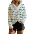 thumbnail image 2 of JTZGDY 3D Novelty Christmas Tops for Women Winter Warm Fuzzy Trim V Neck Long Sleeev Santa Claus/Xmas Tree Pattern Printed Pullover T-Shirts Trendy Oversized Tunic Blouse Multicolor#09 L, 2 of 7