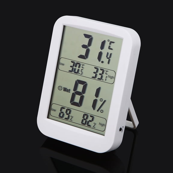 BESTYASH Portable Indoor Thermometer and Hygrometer, Energy Efficient White Digital Temperature and Humidity Monitor