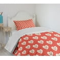 thumbnail image 4 of Ambesonne Love Quilted Bedspread Set 2 Pcs, Hipster Hearts Valentines, Twin Size, Vermilion Multicolor, 4 of 6