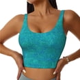 thumbnail image 2 of Uemuo Blue Green Glitter Pattern Women's Sports Bra - High Impact Support, Breathable, and Comfortable Athletic Bra for Running, Yoga, and Workouts, 2 of 9