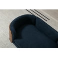 thumbnail image 2 of Pet Sofa Small Size, Scandinavian Style Elevated Dog Bed With Solid Wood legs and Bent Wood Back, Velvet Cushion, Mini Sofa for Dogs, Cats, Dolls and Other Pets, Brown Blue, 2 of 7