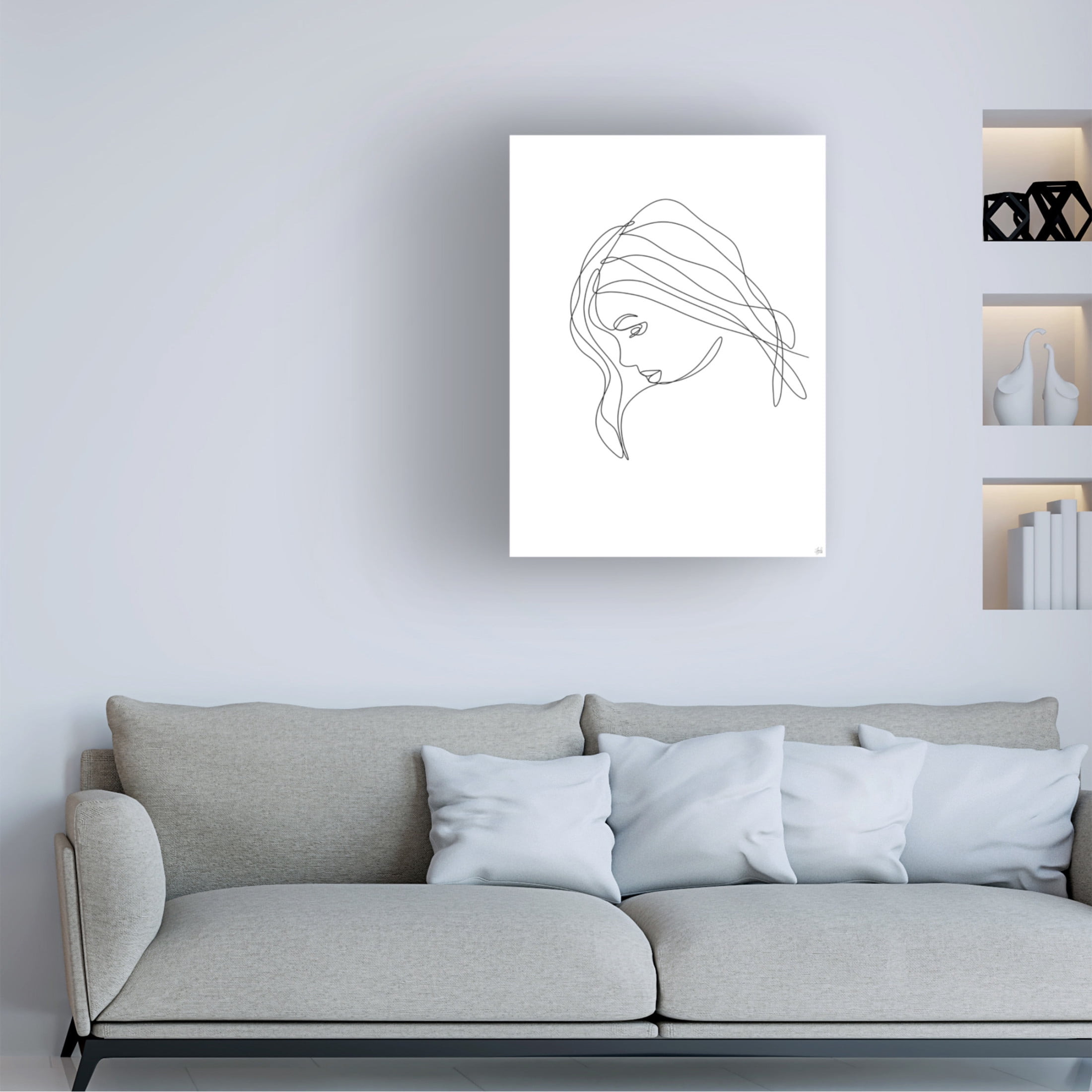 Canvas Wall Art - Line and Brush 'Line Lady Portrait 4' Wall Art for Living Room, Bedroom, or Office Décor by Trademark Fine Art - 14 x 19 Inches