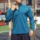thumbnail image 3 of Blusa y camisa de manga larga con cuello alto para hombre, traje de entrenamiento con media cremallera, deportiva e informal, color sólido, blusa de manga larga para hombre, poliéster, 3 of 4