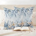 thumbnail image 3 of Blue Eucalyptus Coastal Outdoor Waterproof Pillow Covers, Beach Starfish Shell Nautical Ombre Decorative Square Throw Pillowcase Sofa Cushion Sham for Patio/Couch/Chair, 16"x16" 2 Pack, 3 of 8
