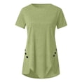 thumbnail image 4 of CHGBMOK Womens Summer Tops Plus Size Round Neck Short Sleeve T-Shirt Irregular Hem Side Buttons Tunic Blouse, 4 of 5